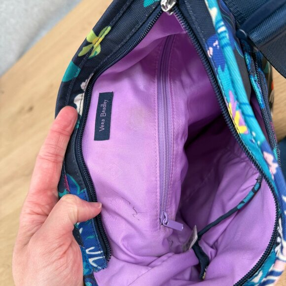 Vera Bradley Lighten Up Slim Crossbody Bag Purse Dark Blue Floral Casual Nylon - Picture 11 of 15